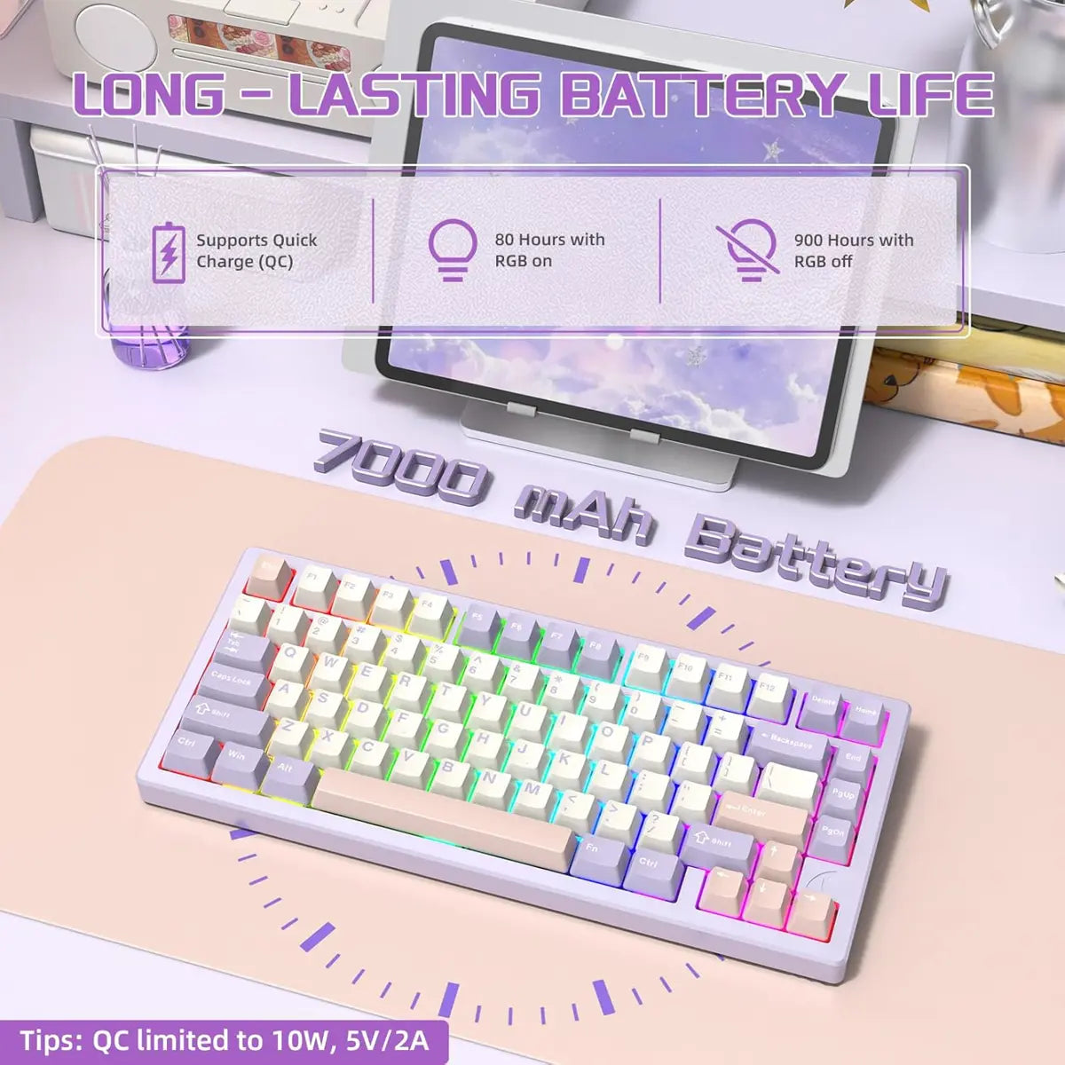 Attack Shark X75 Aluminum CNC Wireless Gaming Keyboard - Lavender Blue - PakByte Computers