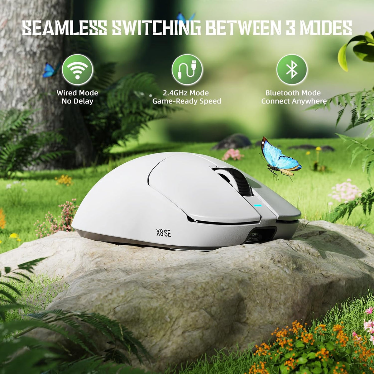 Attack Shark X8 SE Wireless Gaming Mouse - White - PakByte Computers
