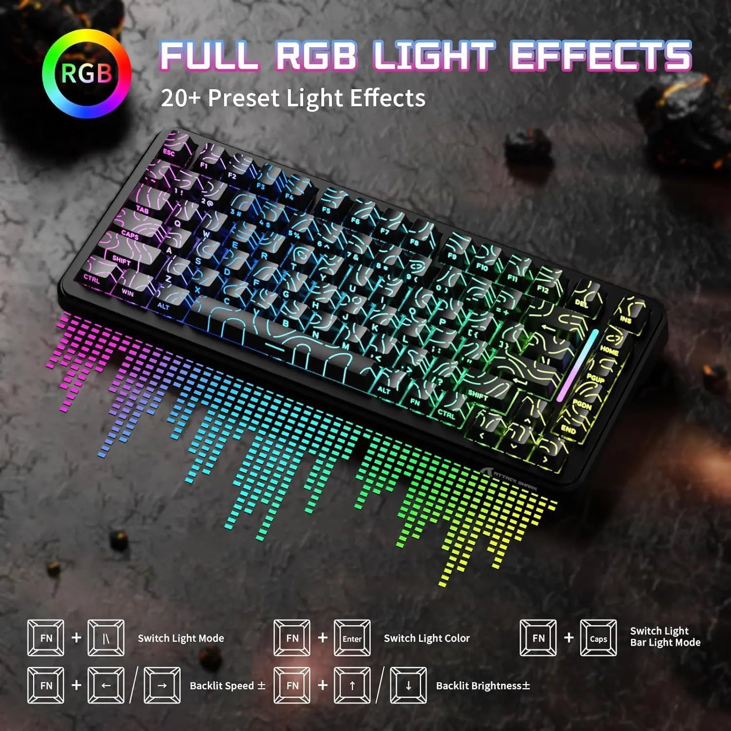 Attack Shark X82 Pro HE Wireless Gaming Keyboard - Black Contour - PakByte Computers