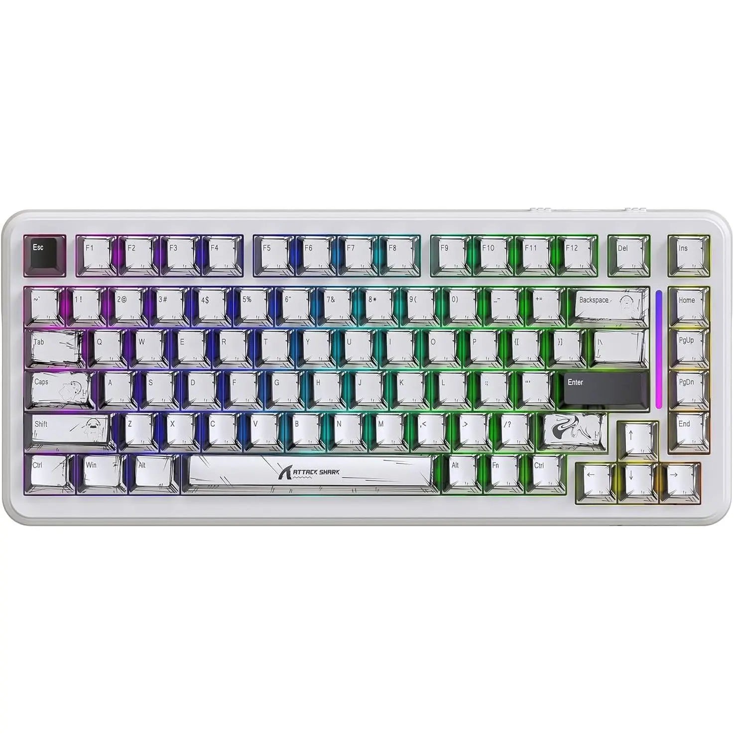 Attack Shark X82 Pro HE Wireless Rapid Trigger RGB Mechanical Gaming Keyboard - White Comic