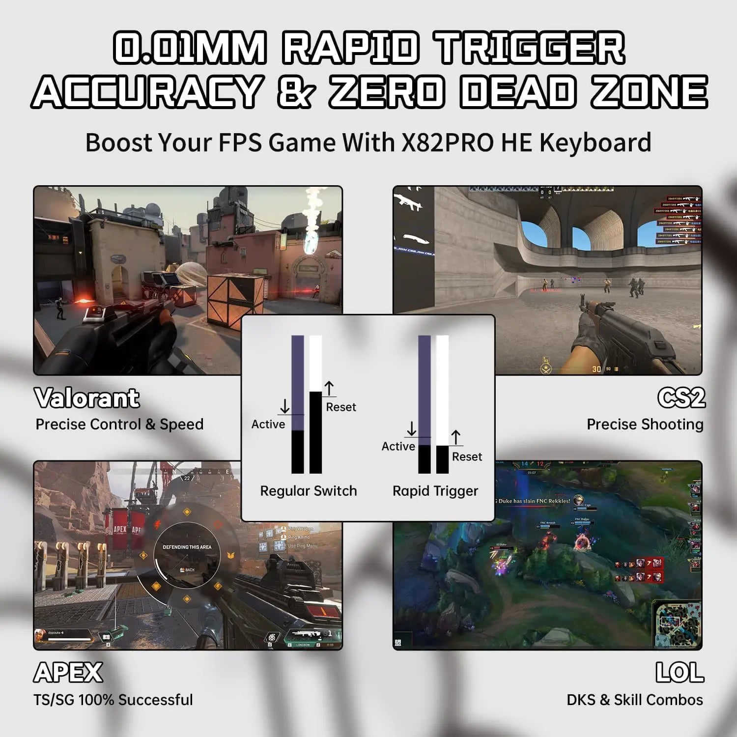 Attack Shark X82 Pro HE Wireless Rapid Trigger RGB Mechanical Gaming Keyboard - White Comic