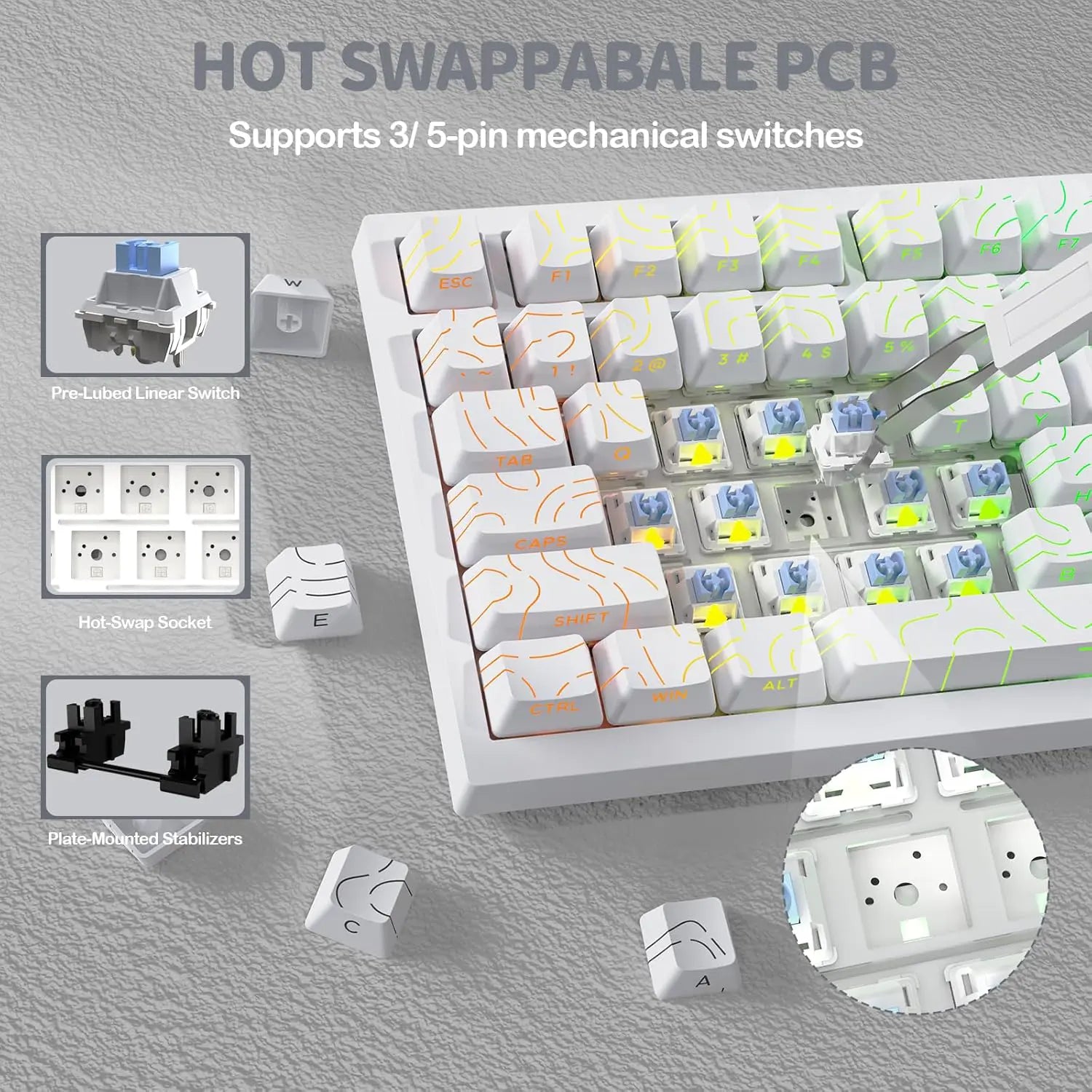 Attack Shark X820 Ultra Wireless Keyboard - White - PakByte Computers