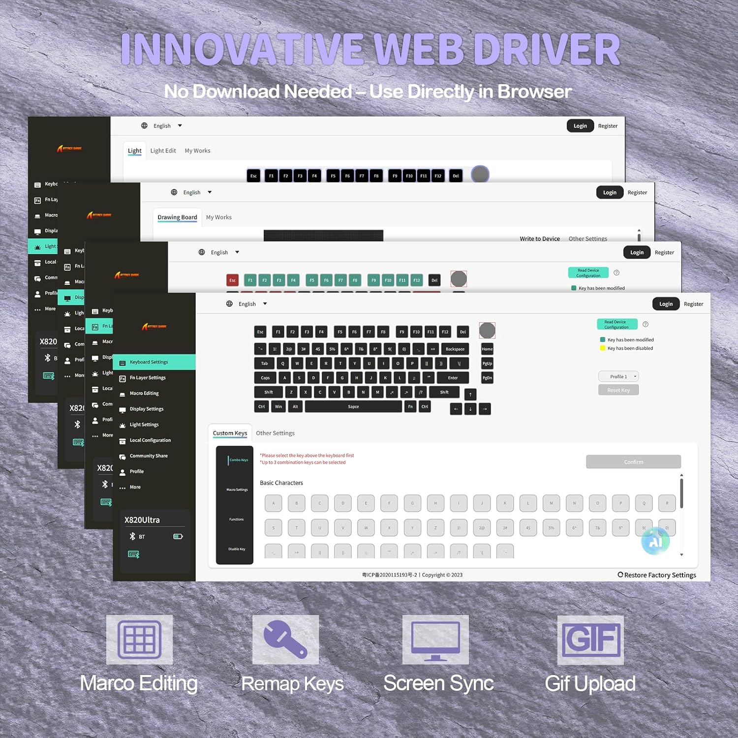 Attack Shark X820 Ultra Wireless Keyboard - Lavender Blue - PakByte Computers