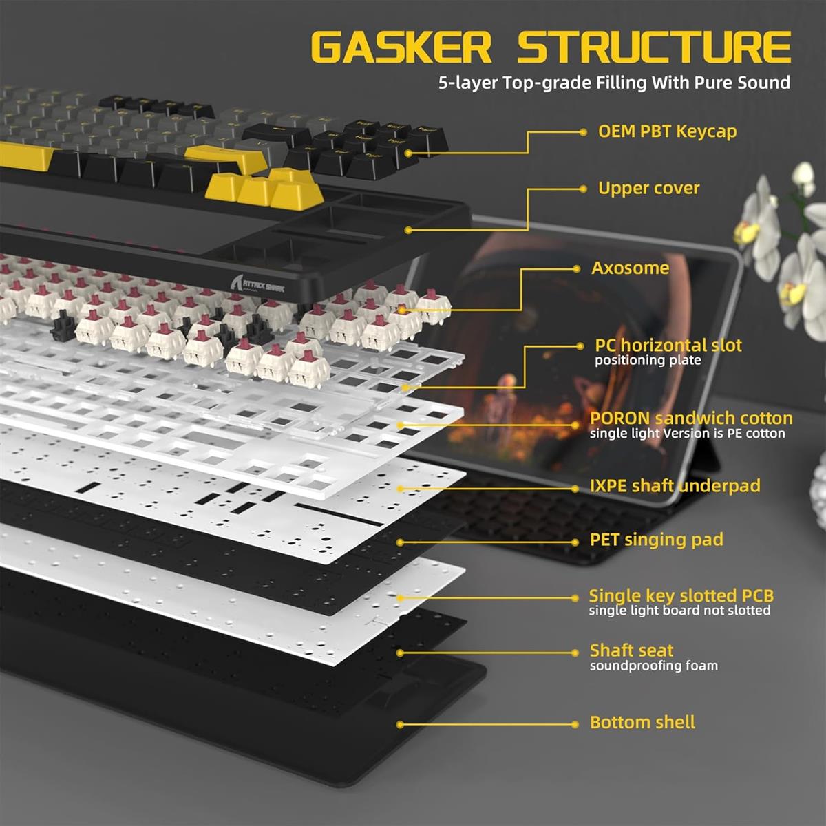 Attack Shark X87 Wireless Mechanical Keyboard - Star Black - PakByte Computers