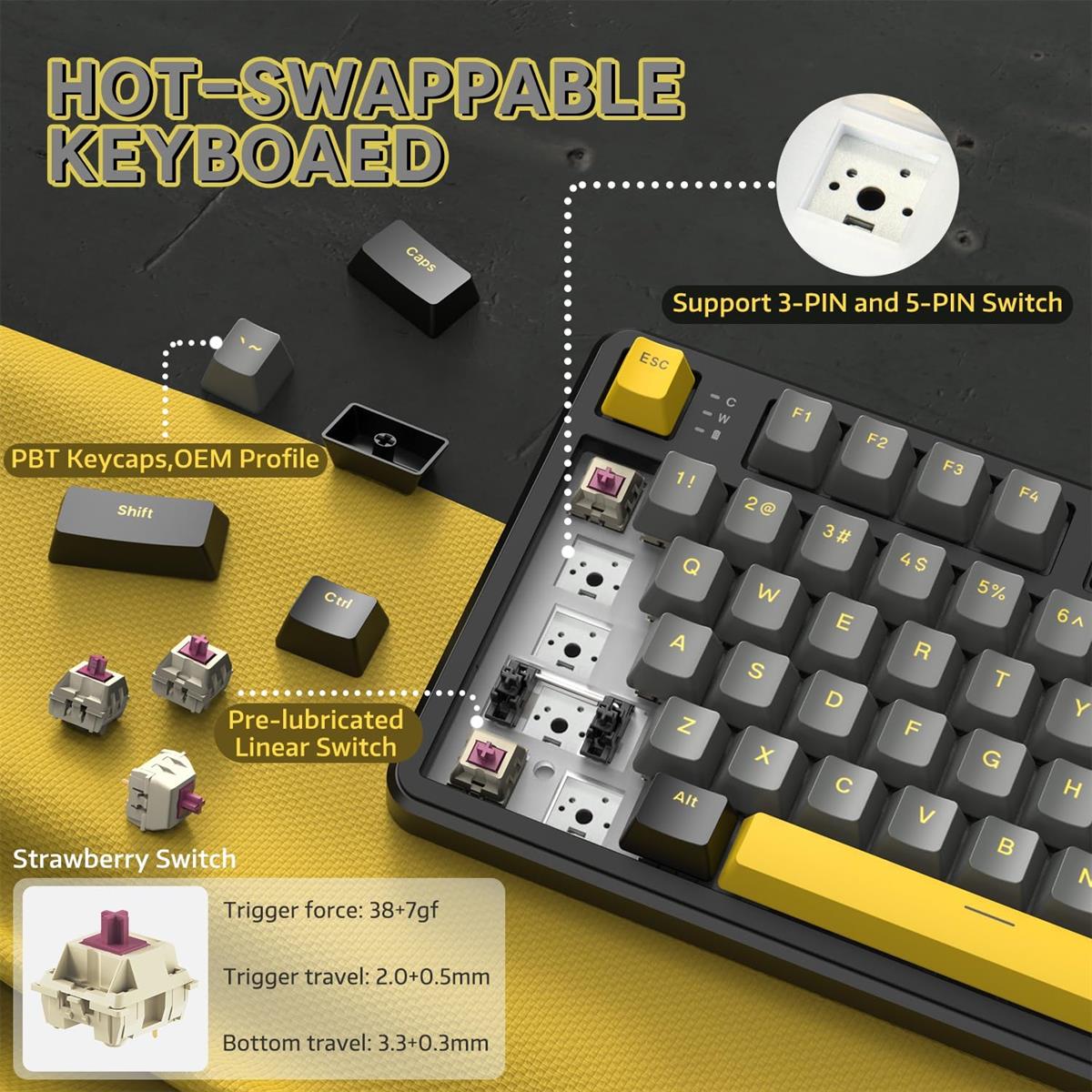 Attack Shark X87 Wireless Mechanical Keyboard - Star Black - PakByte Computers
