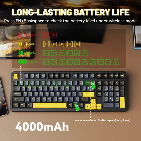Attack Shark X98 Wireless Mechanical Keyboard - Star Black - Strawberry Switches