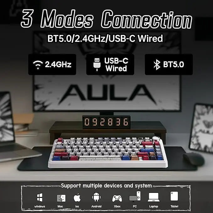 Aula F75 Wireless Creamy Mechanical Keyboard with RGB Backlit - Comic - PakByte Computers