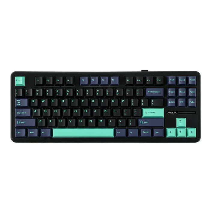 Aula F87 Mechanical Wireless Keyboard - Black/Cyan/Blue - Greywood Switch V4