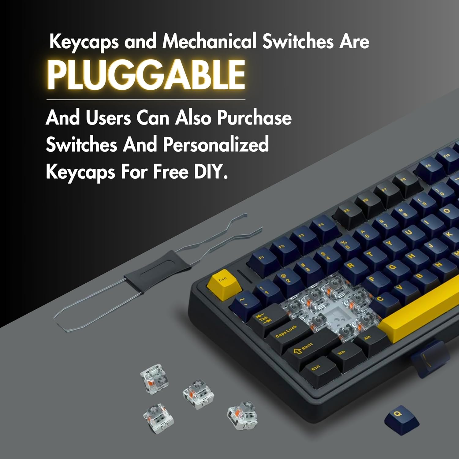Aula F87 Pro Wireless RGB Gaming Keyboard - Black/Yellow - PakByte Computers
