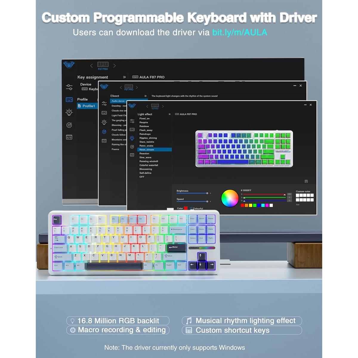 Aula F87 Wireless 75% TKL Custom Hot Swappable Keyboard - Glacier Blue - PakByte Computers