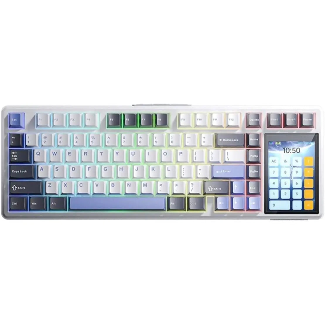 Aula L99 Wireless Mechanical Gaming Keyboard - White/Purple - Caramel Latte Switches