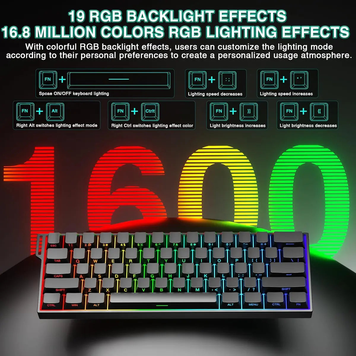 Aula MINI60 HE PRO Wireless Gaming Keyboard - Black Side Engraved - Stomrise Magnetic Switches