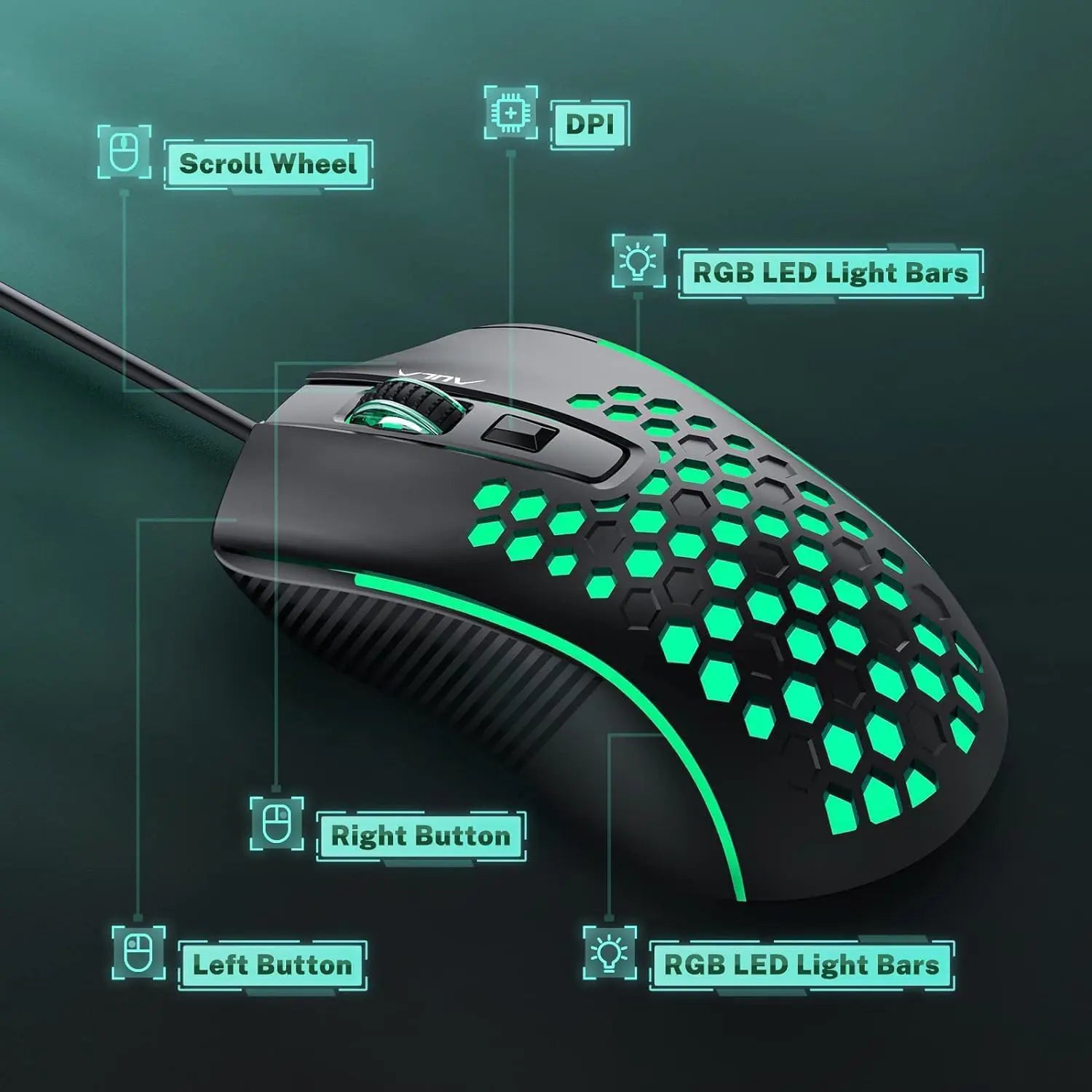 Aula Mountain S11 Ultra-Lightweight Honeycomb Wired Gaming Mouse - PakByte Computers