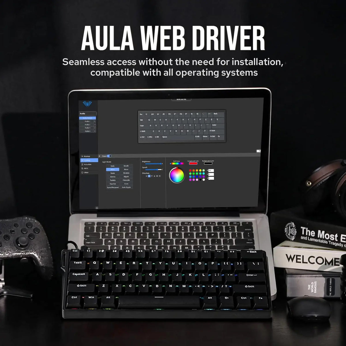 Aula WIN60 HE 60% Wired Magnetic Keyboard, 8000 Hz Polling Rate - Black - PakByte Computers