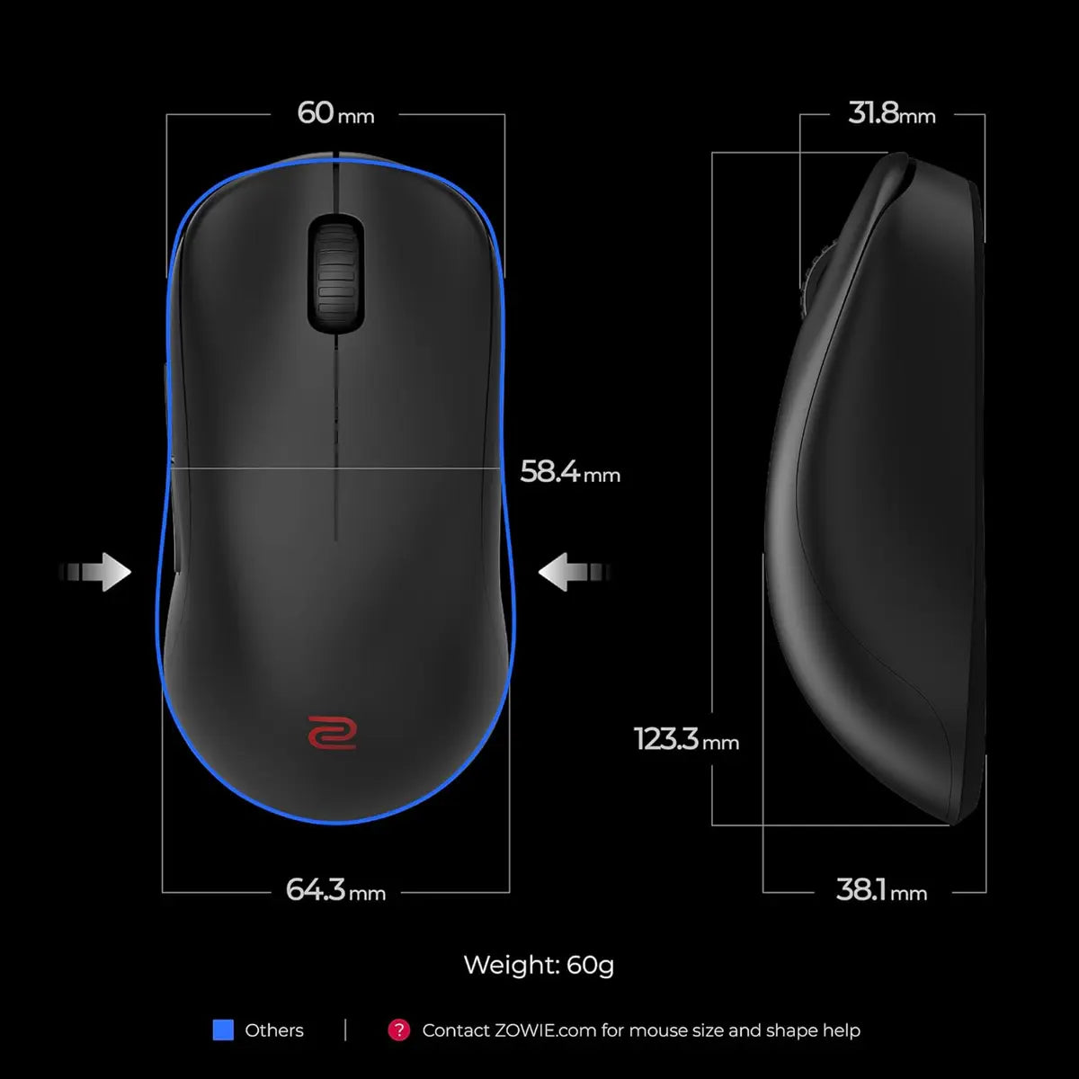 BenQ Zowie S2-DW 4K Enhanced Receiver Wireless Mouse - Black - PakByte Computers