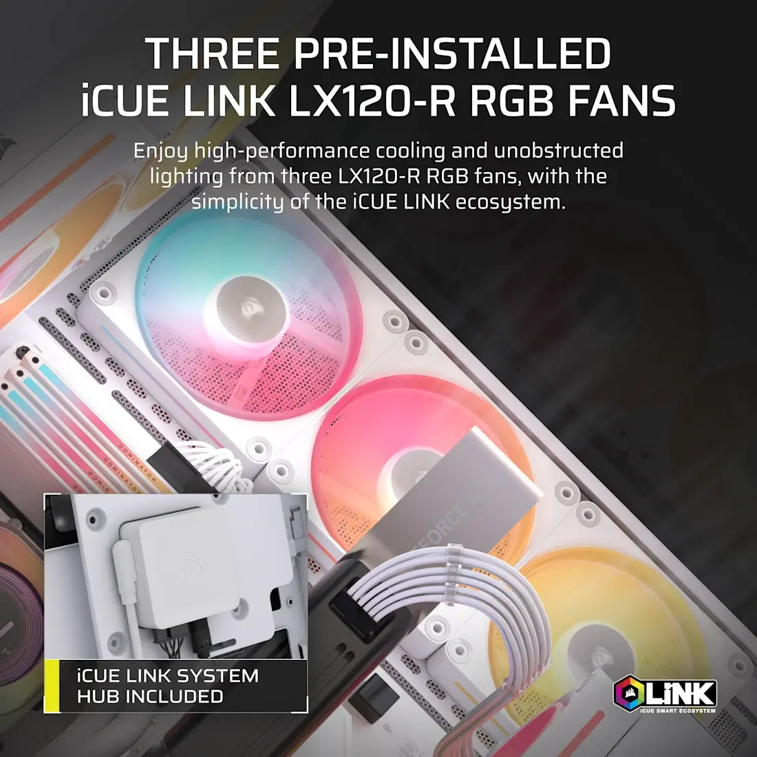 Corsair 3500X LX-R RGB Mid-Tower PC Case with iCUE LINK System Hub - White