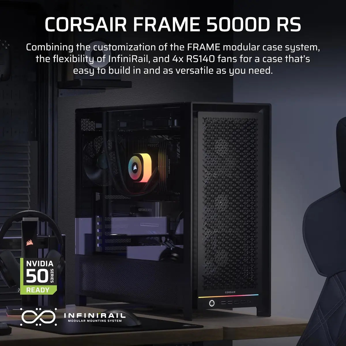 Corsair Frame 5000D RS Modular High Airflow Mid-Tower PC Case - Black