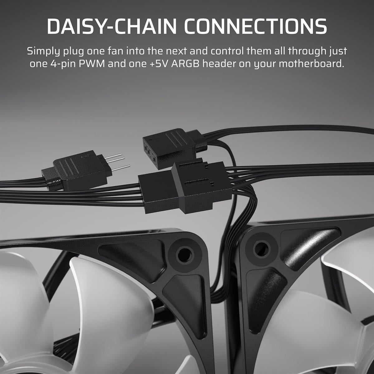 Corsair RS120 ARGB 120mm PWM Fan, Daisy-Chain Connection, Low-Noise, Magnetic Dome Bearing – Single Pack - White