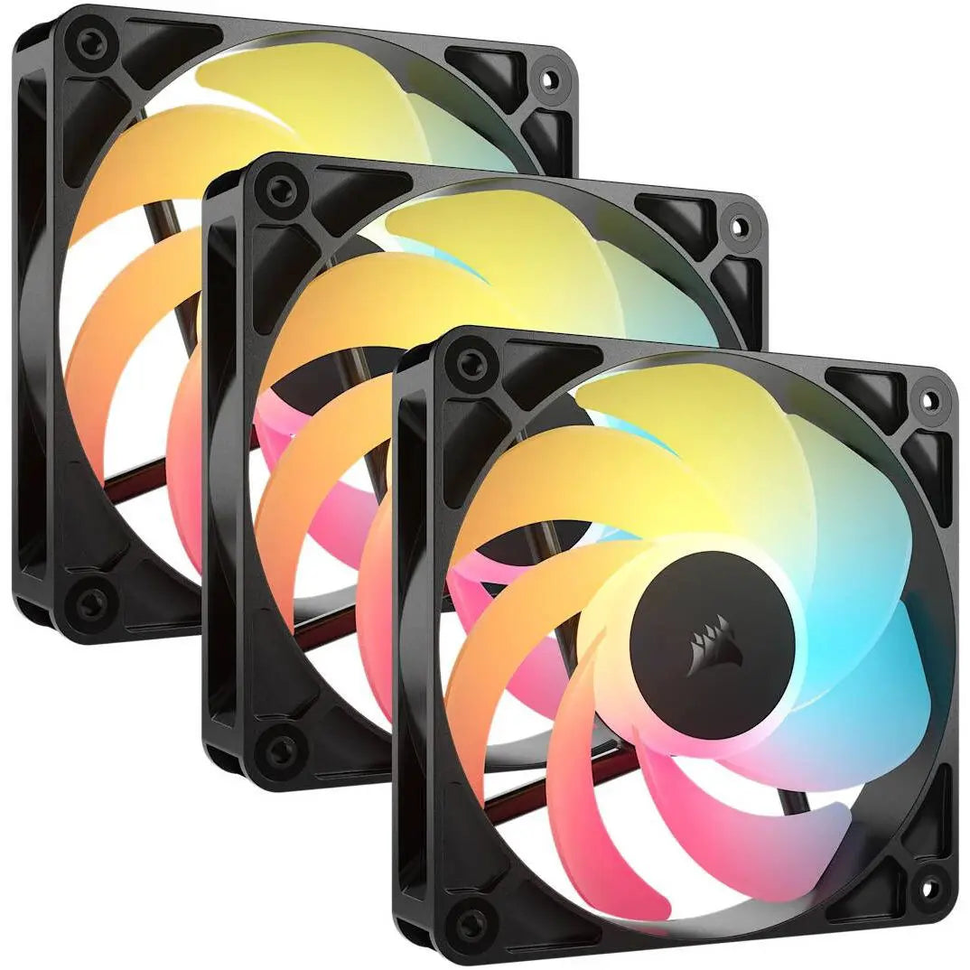 Corsair RS120-R ARGB 120mm PWM Reverse Fans Triple Pack - Black