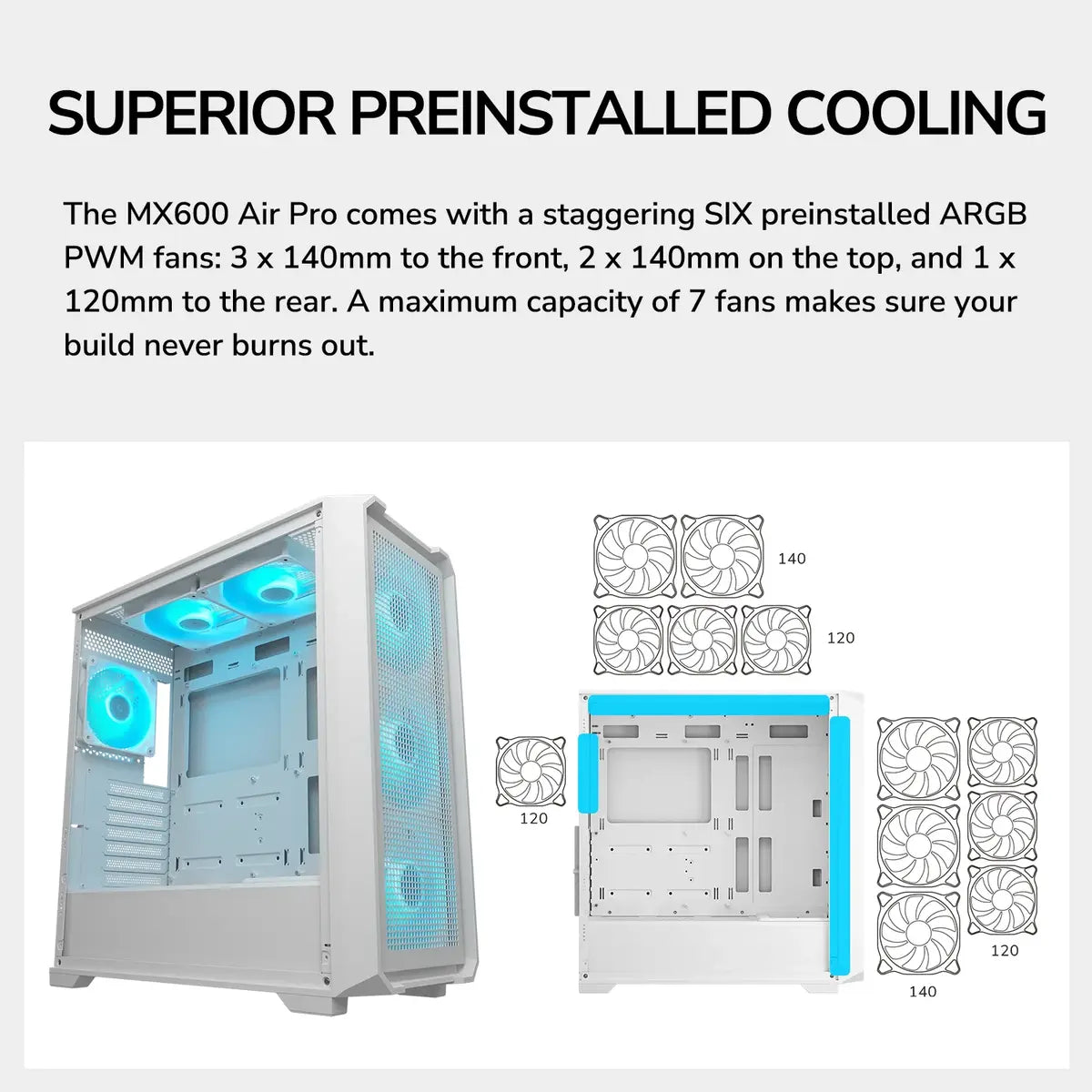 Cougar MX600 Air Pro Mid-Tower PC Case - White