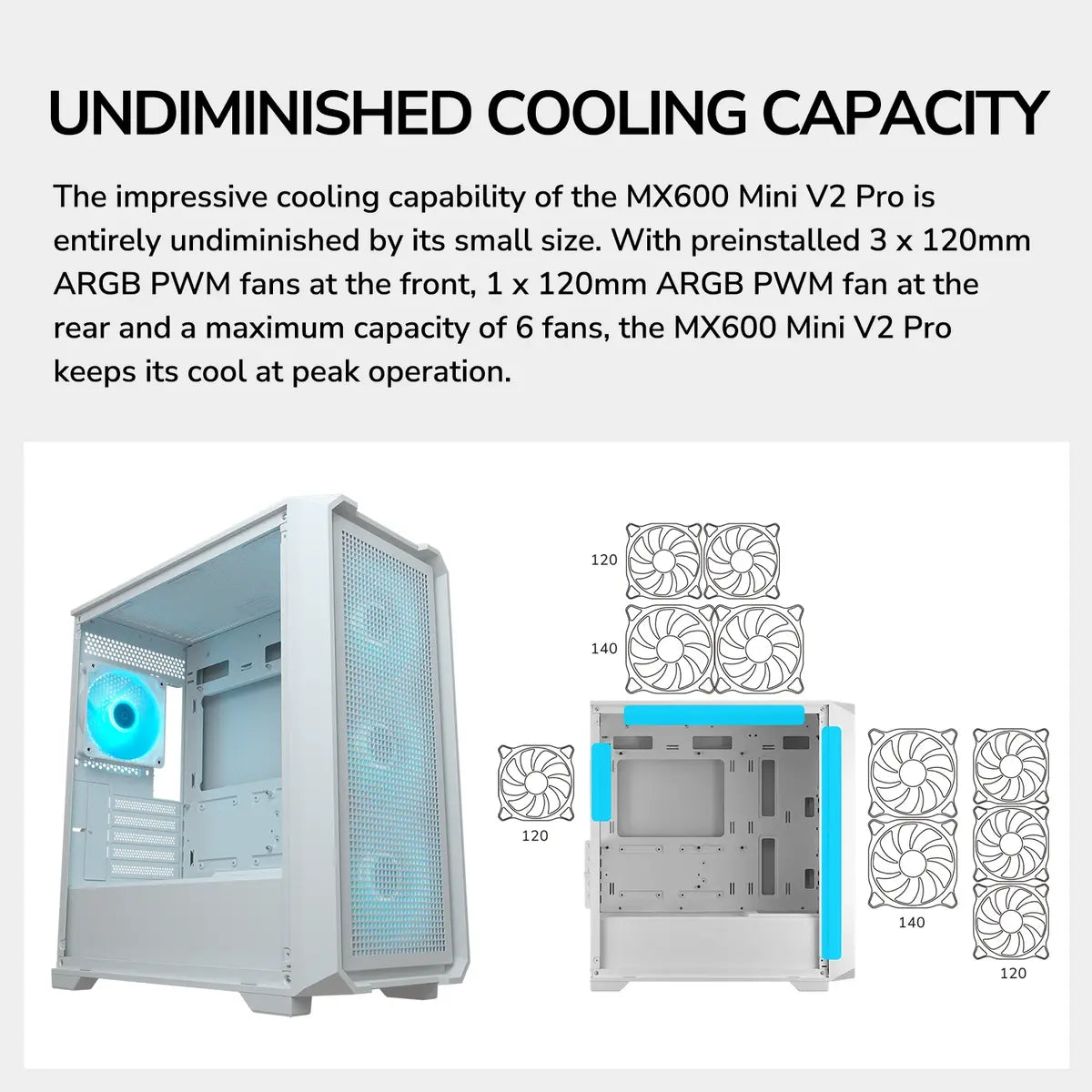 Cougar MX600 Mini V2 Pro Mini-Tower PC Case - White