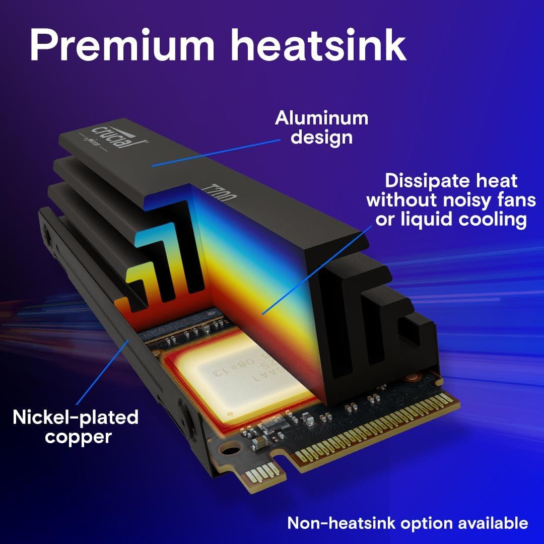 Crucial T700 2TB Gen5 M.2 NVMe SSD with Heatsink