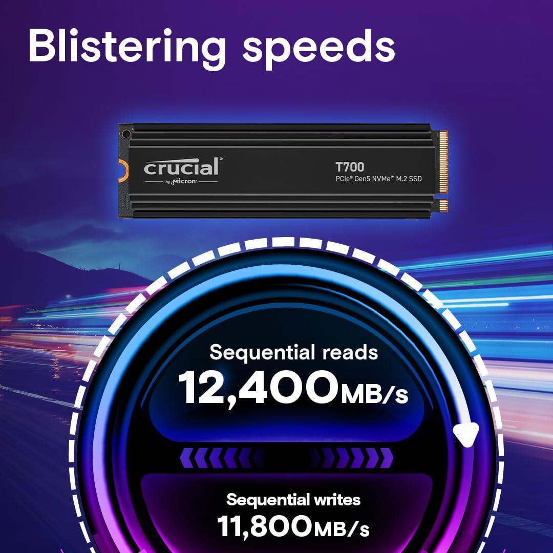 Crucial T700 4TB Gen5 M.2 NVMe SSD with Heatsink