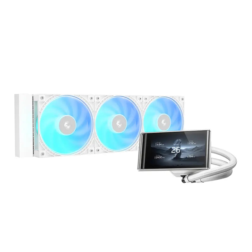 Deepcool LT360 Vision ARGB 360mm 4.5in LCD AIO Liquid CPU Cooler - White