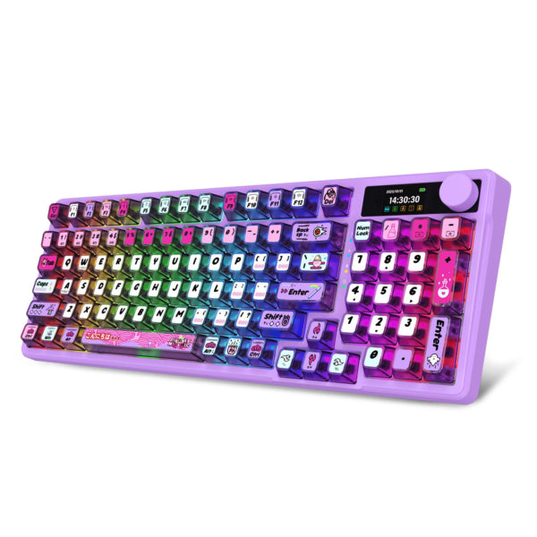 E-YOOSO Z-99 Ultra Tri-Mode RGB Mechanical Keyboard – Transparent Purple - Silver Switch
