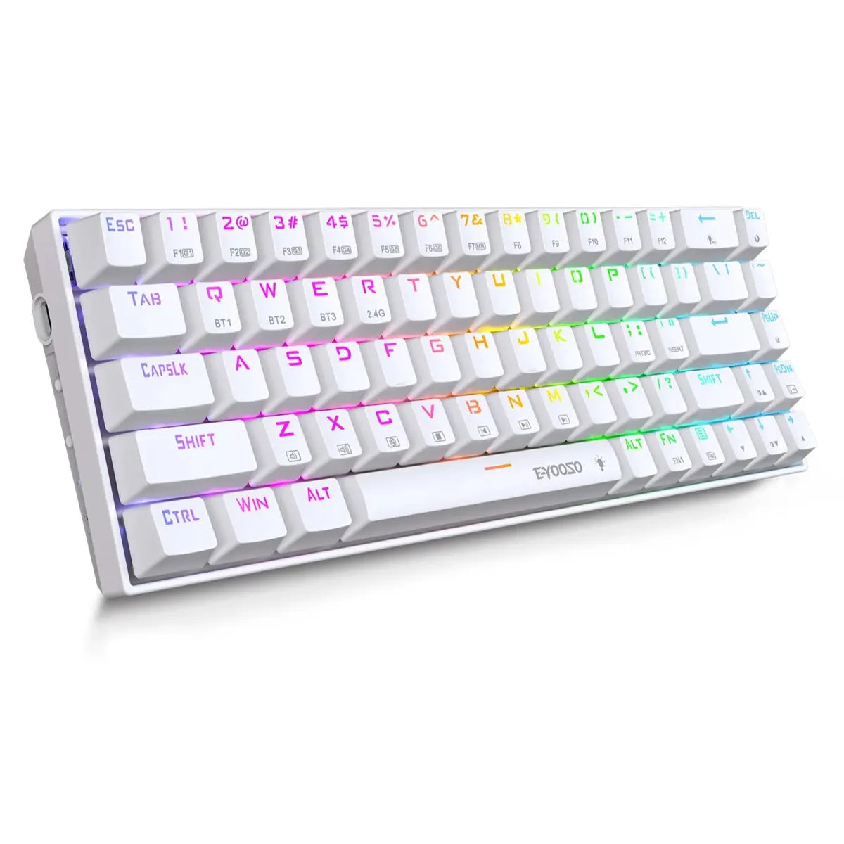 E-Yooso Z686 Tri-Mode Wireless (BT/2.4G/USB) Type-C Wired, Mechanical Keyboard - White, Blue switch