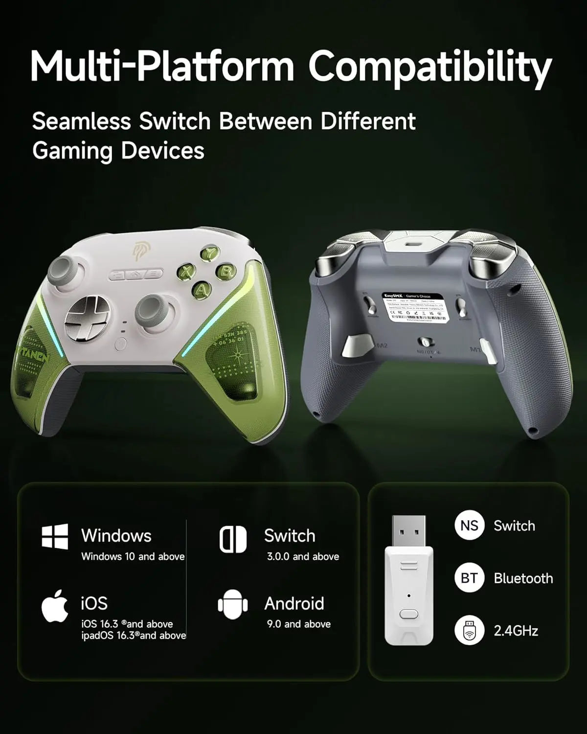EasySMX D10 Wireless Gamepad Pro PC Controller - Wirtanen Green