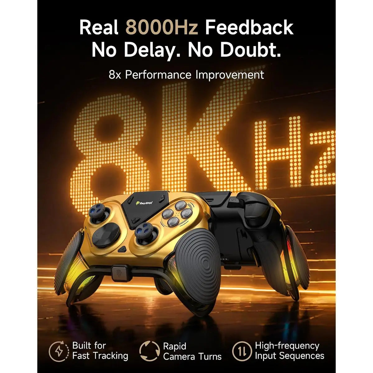 EasySMX D15 Dune 8000Hz Wireless Gaming Controller with LCD Screen - Gold