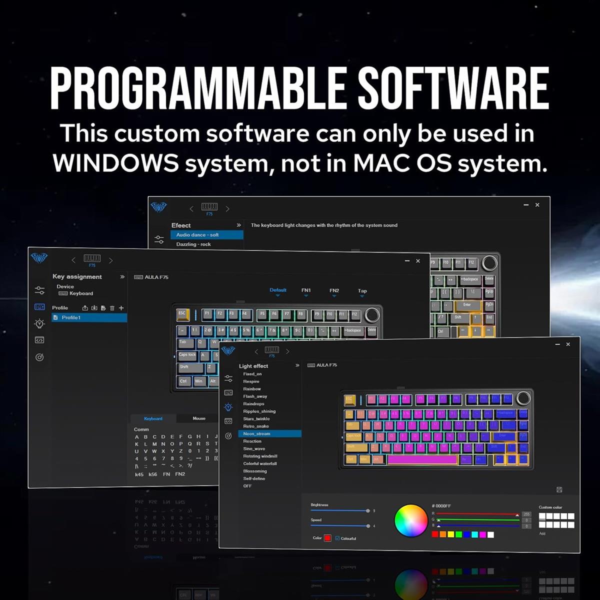 Epomaker x Aula F75 75% Wireless Hot Swappable Gaming Keyboard - Black (Ice Vein Switch) - PakByte Computers