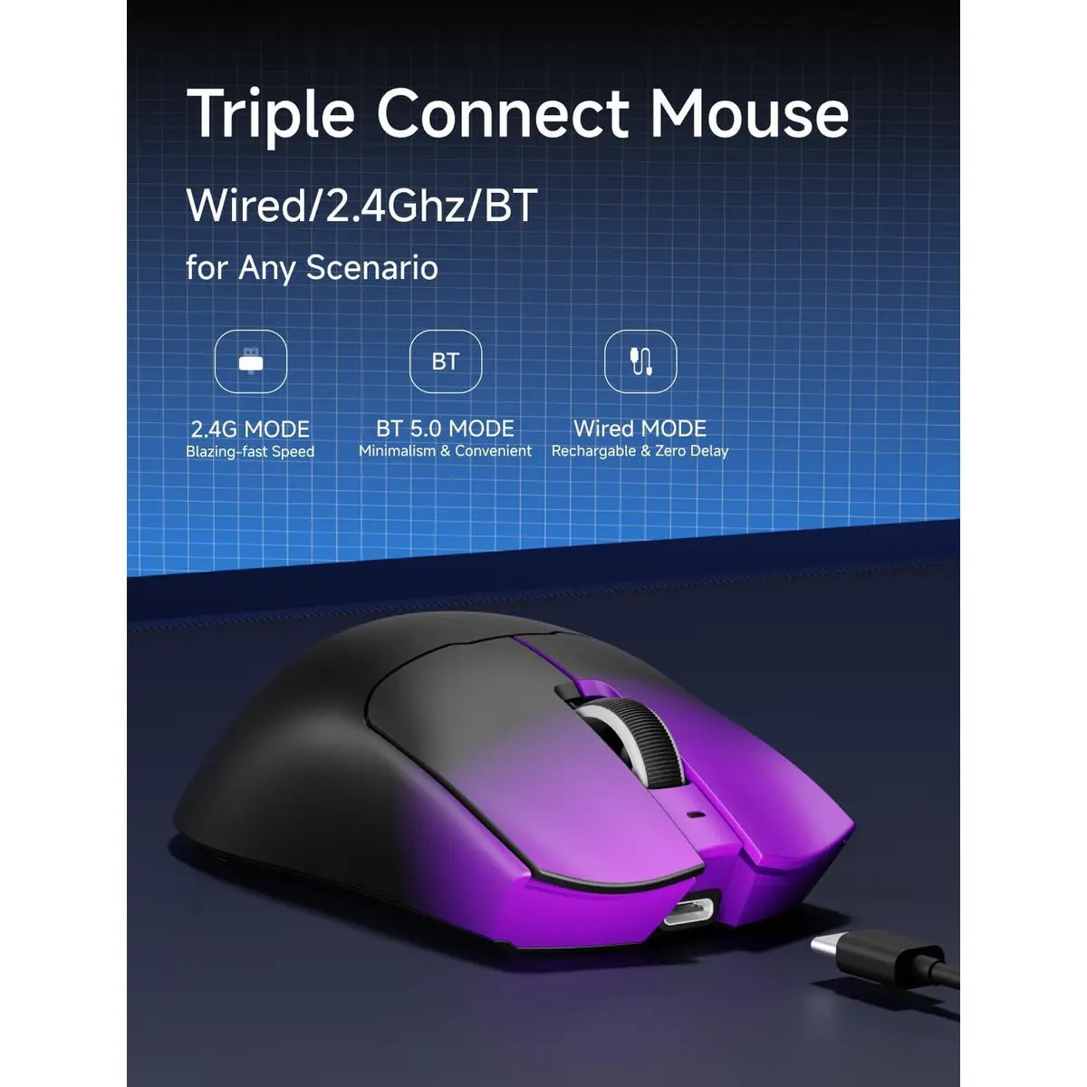Eweadn S9 Pro Wireless Gaming Mouse - Purple