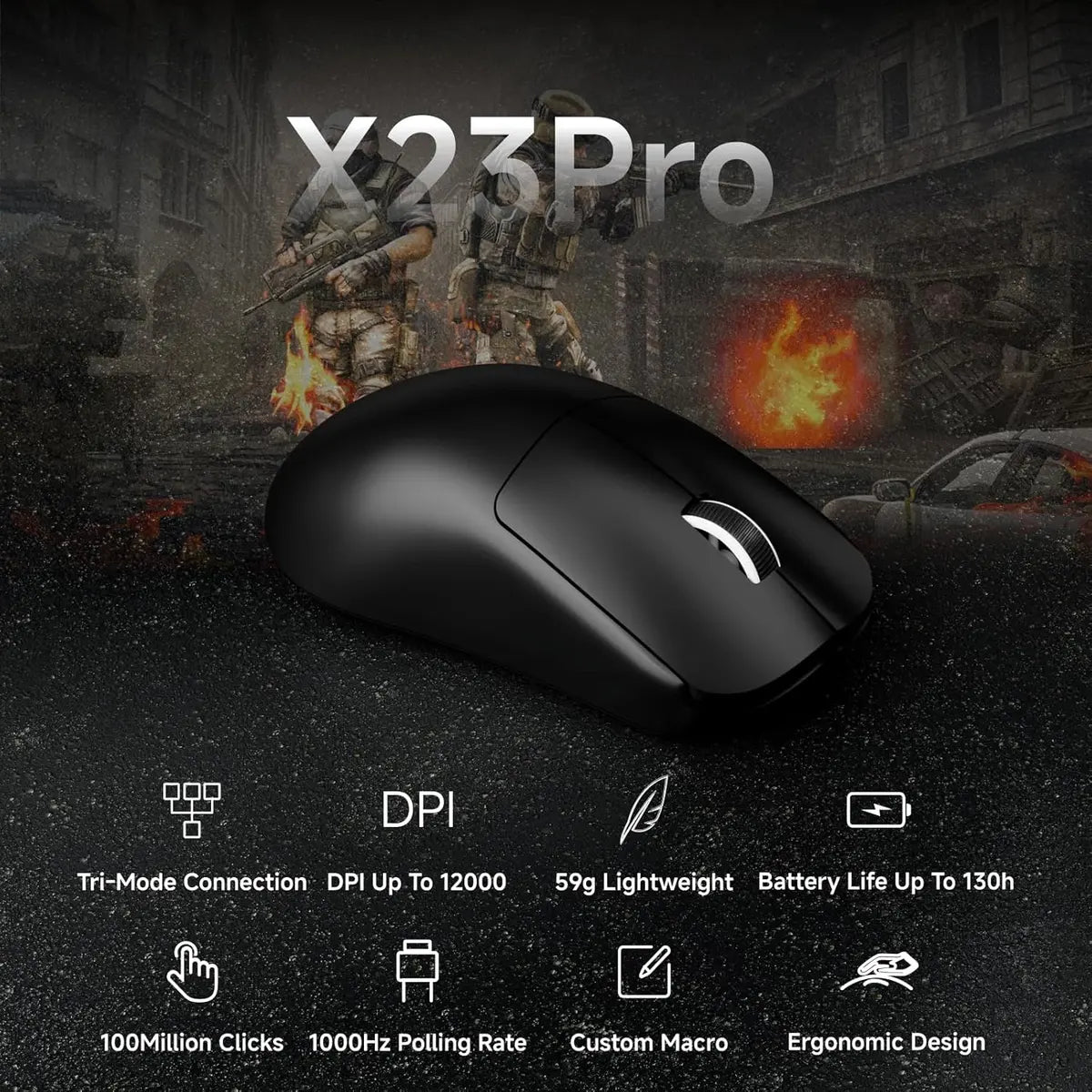 Eweadn X23 Pro Wireless Gaming Mouse - Black