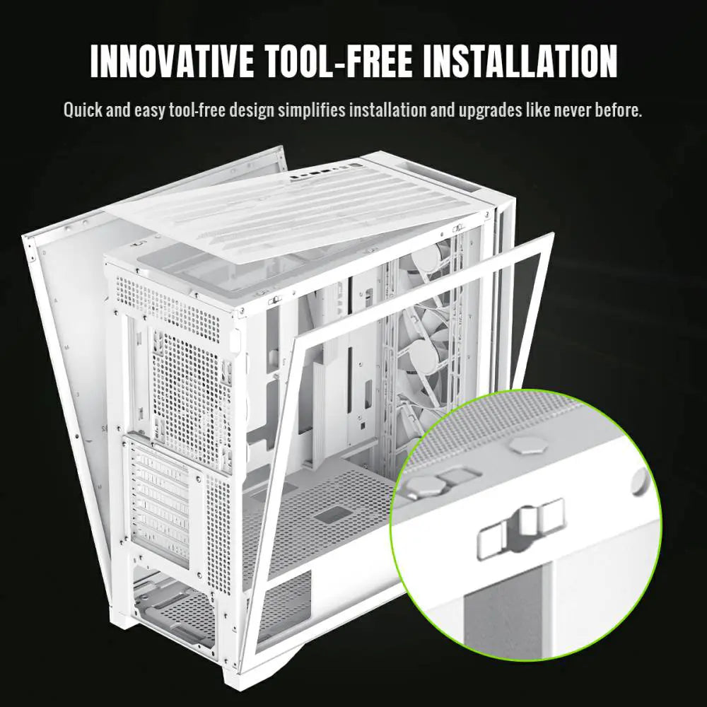 GameMax Leader 2 WH ARGB Mid-Tower eATX Gaming Case - White