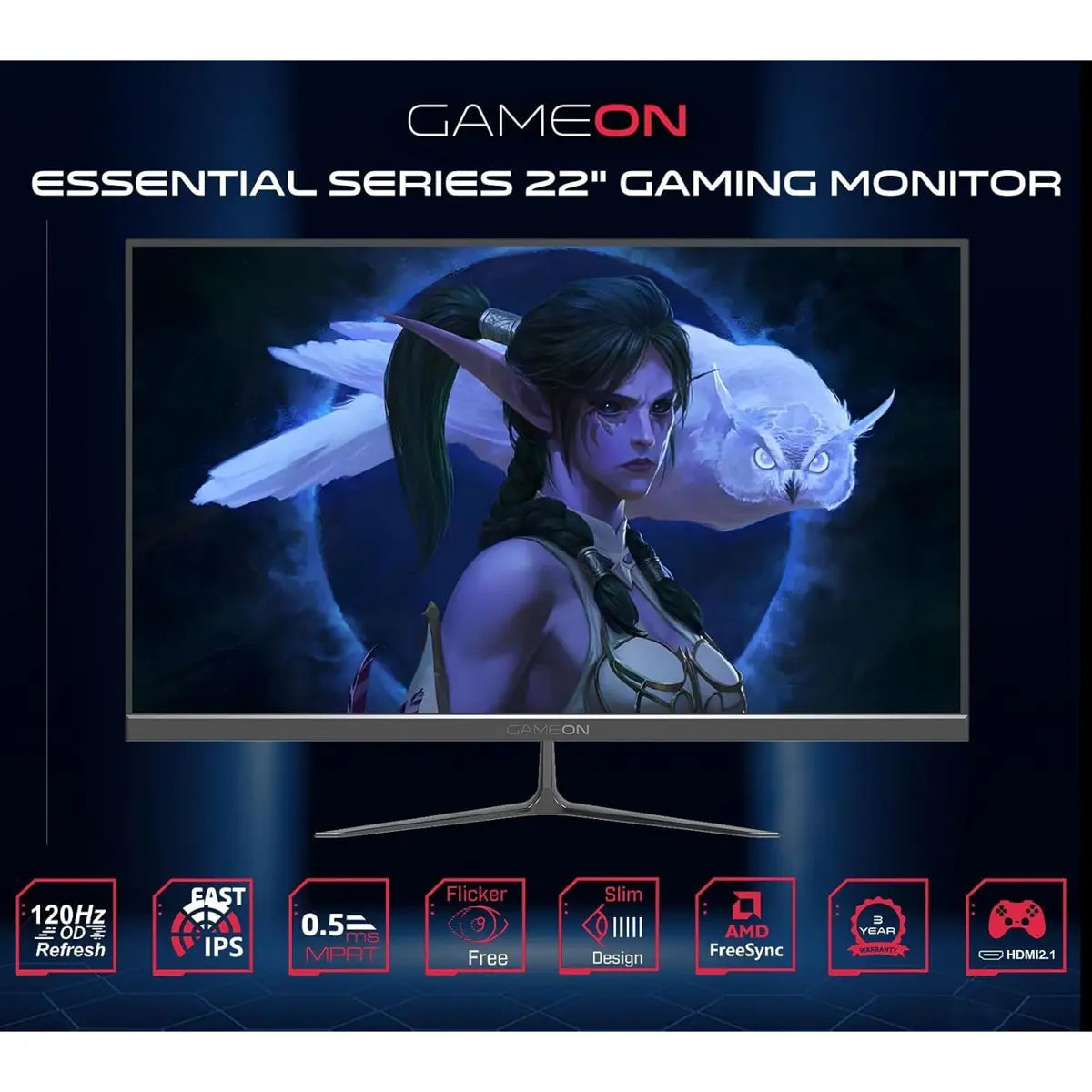 GameOn GOES22FHD120IPS 22", 120Hz Full HD Monitor - Black