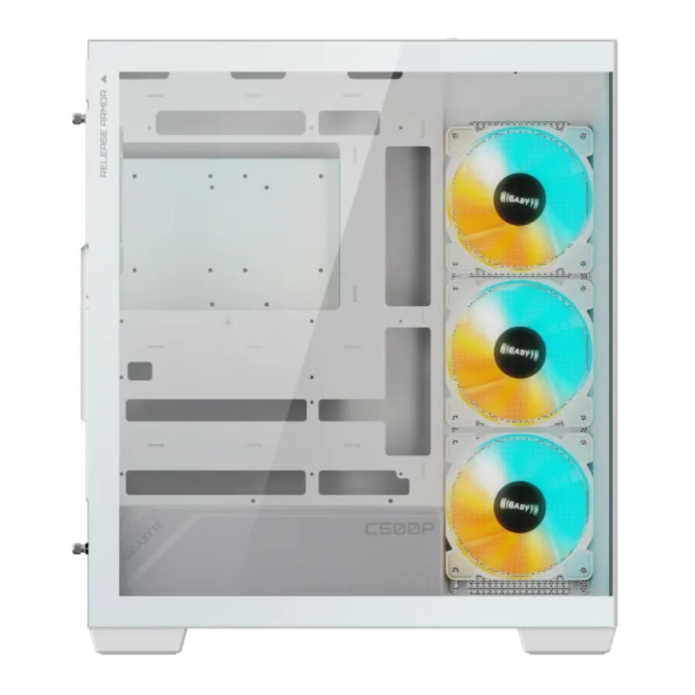 GIGABYTE C500 PANORAMIC STEALTH ICE ATX Mid Tower PC Gaming Case, Pre-installed 4x ARGB Fans – White