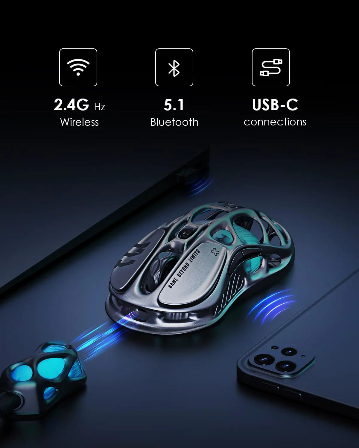 GravaStar Mercury M1 Pro Wireless Gaming Mouse - Gray - PakByte Computers