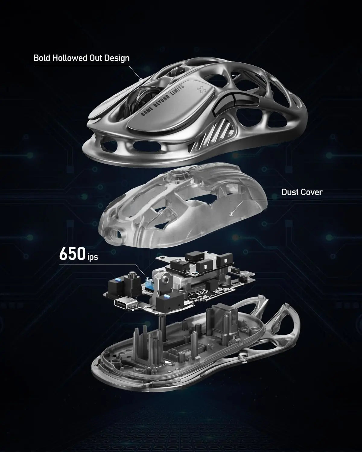 GravaStar Mercury M1 Pro Wireless Gaming Mouse - Gray - PakByte Computers