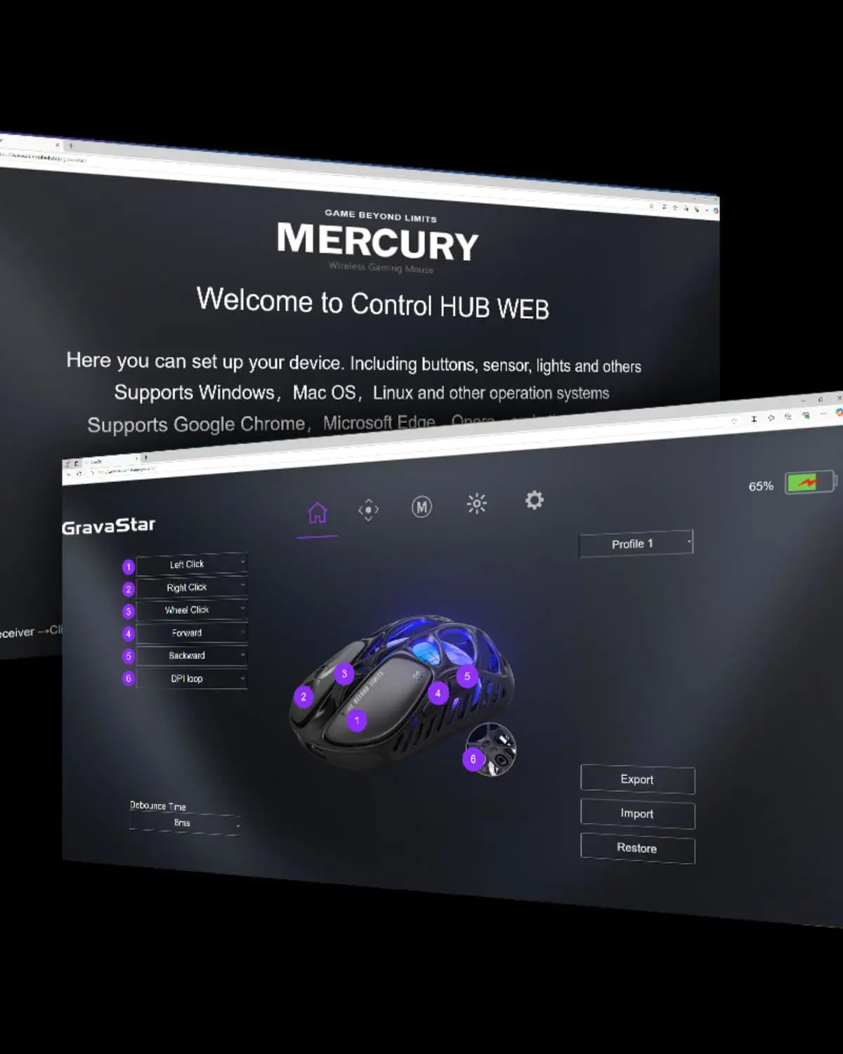 GravaStar Mercury X Wireless Gaming Mouse - Black