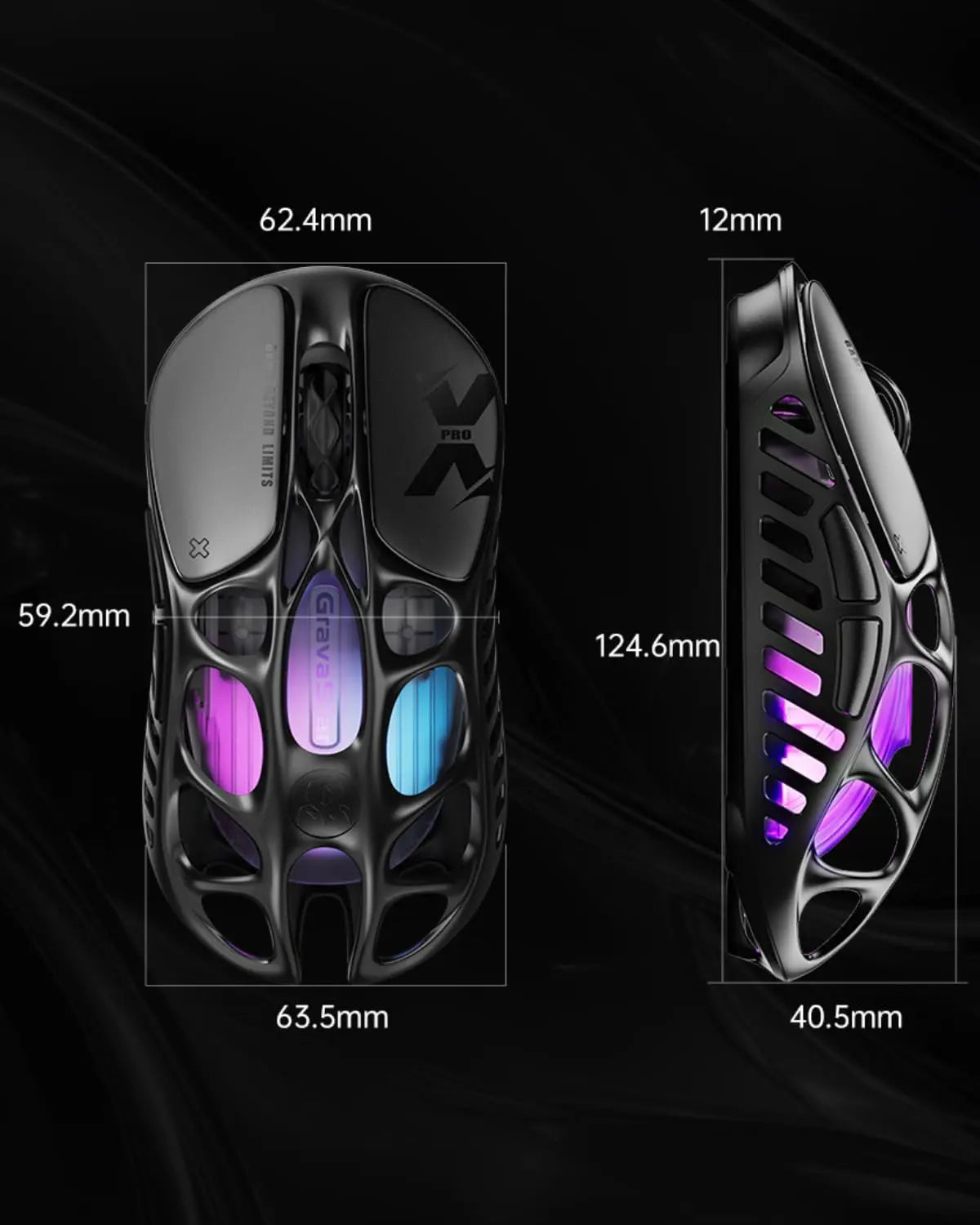 GravaStar Mercury X Pro Wireless Gaming Mouse - Black - PakByte Computers