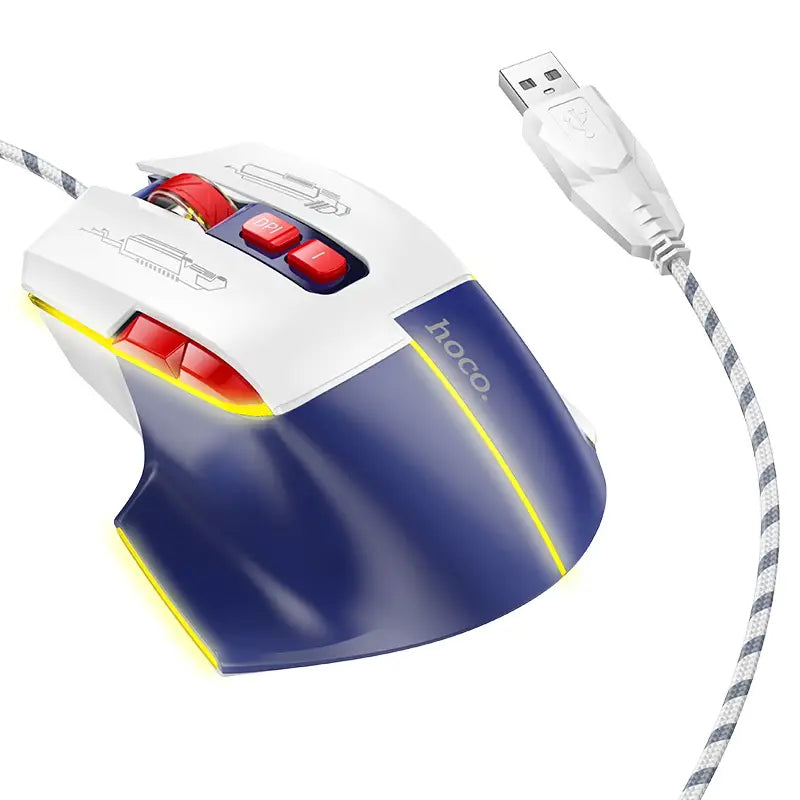 HOCO GM31 – Overlord Luminous Wired Gaming Mouse - White Blue