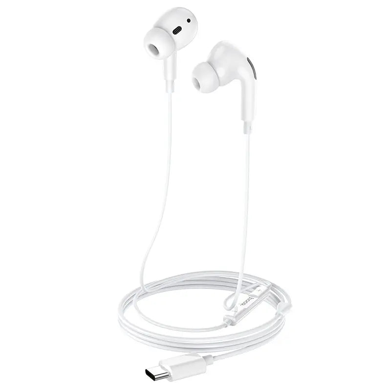 Hoco M101 Pro - Crystal Sound Wire-Controlled Digital Earphones With Microphone - White