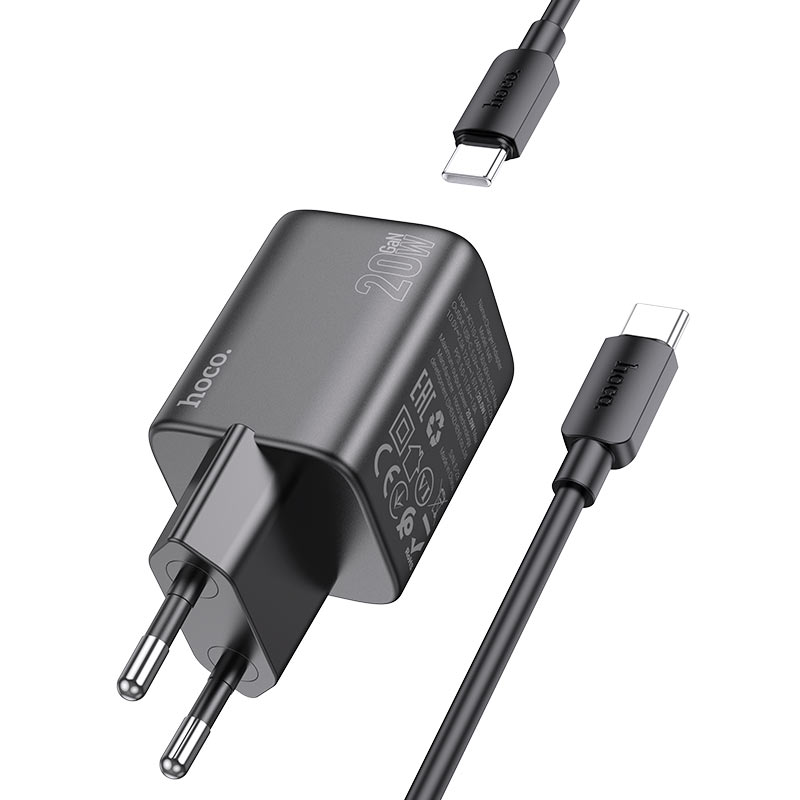 Hoco N40 Mighty Wall charger PD20W EU cable set - Black