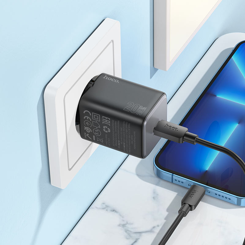 Hoco N40 Mighty Wall charger PD20W EU cable set - Black