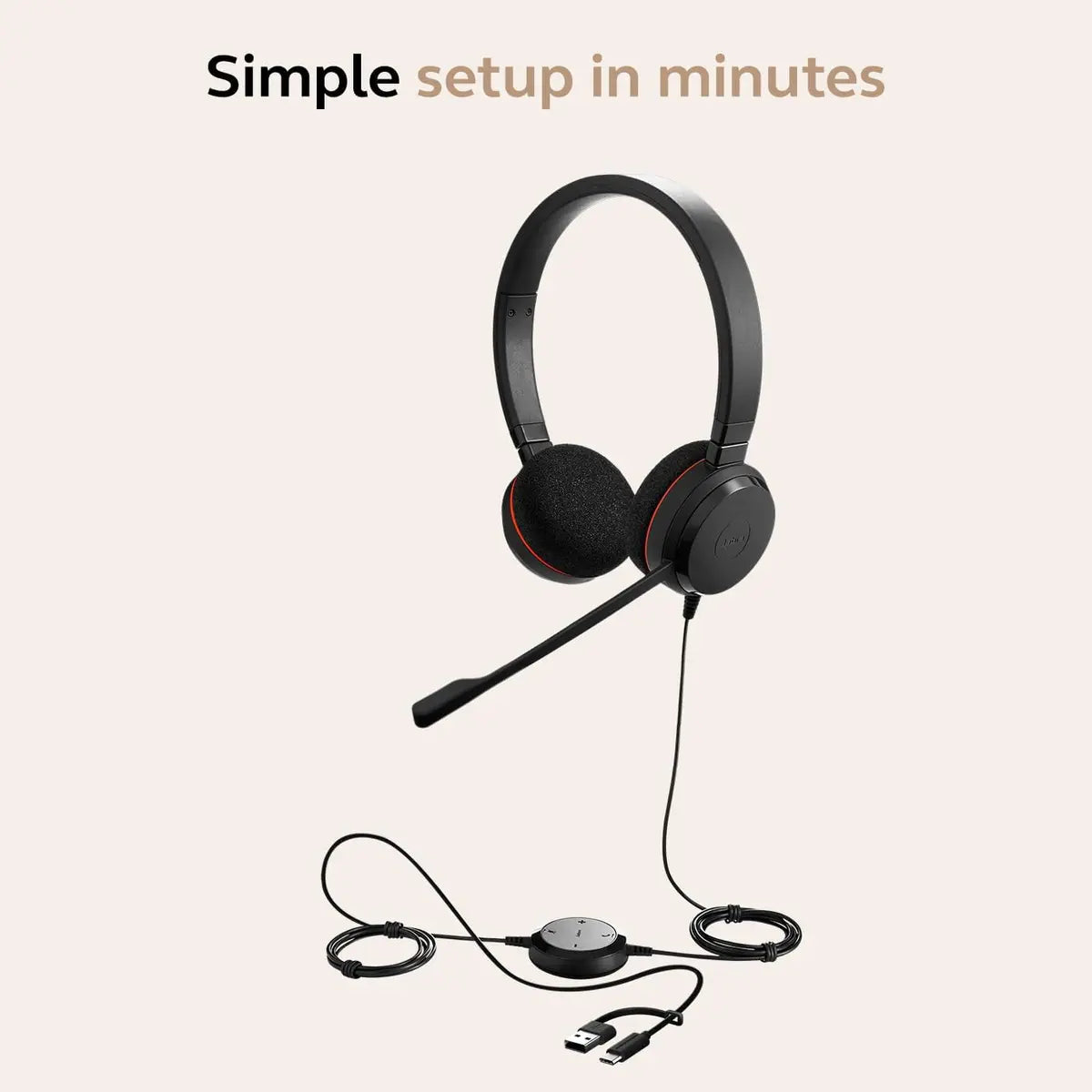Jabra Evolve 20 Wired Headset - Black