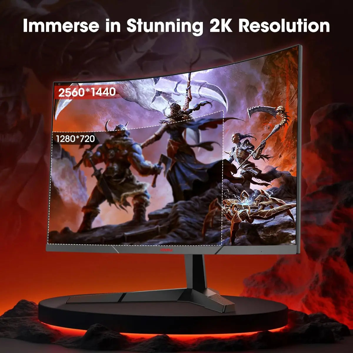 Koorui 27E6QCA 27 Inch 180hz Curved Gaming Monitor, QHD (2560 x 1440) 1ms VA 1500R Display