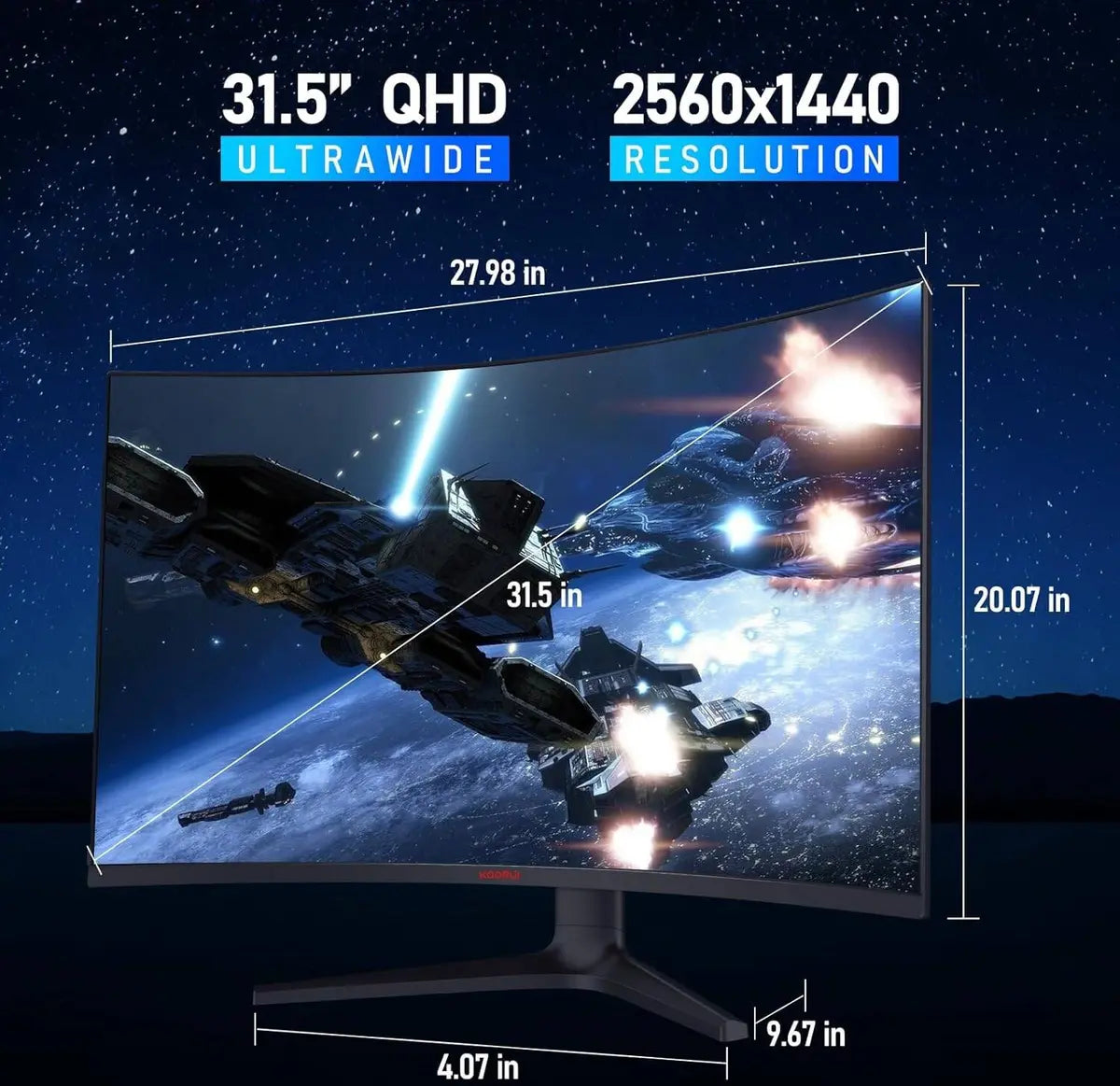 Koorui 32E6QC 32" VA Display, QHD, 170Hz Gaming Curved Monitor