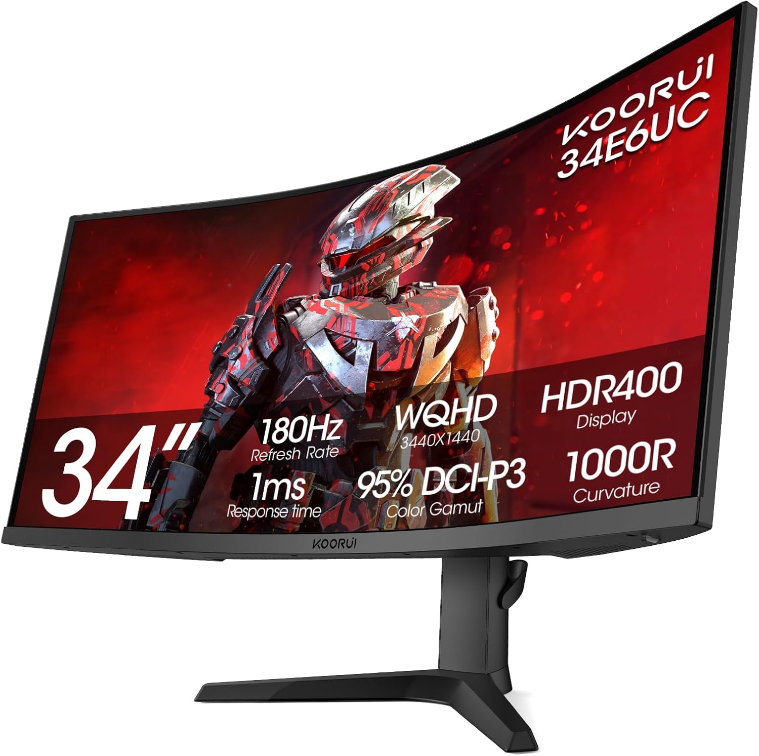 Koorui 34E6UC 34-inch 180hz, 1000R, Curved Ultrawide WQHD Gaming Monitor